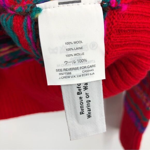 J. Crew Holly Fair Isle Wool Sweater Womens XS Red Crewneck - Picture 9 of 13